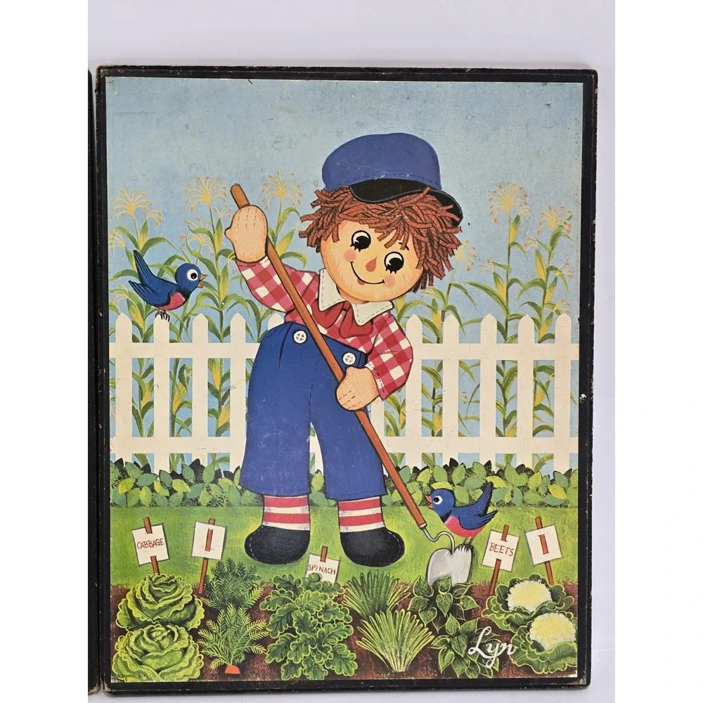 2 Lot Of VINTAGE Raggedy Ann & Andy Wooden Pictures Wall‎ Hanging 1970s